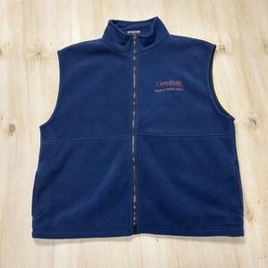 Vintage UltraClub Vest Mens Large Blue Fleece Zip Gettysburg College Embroidered